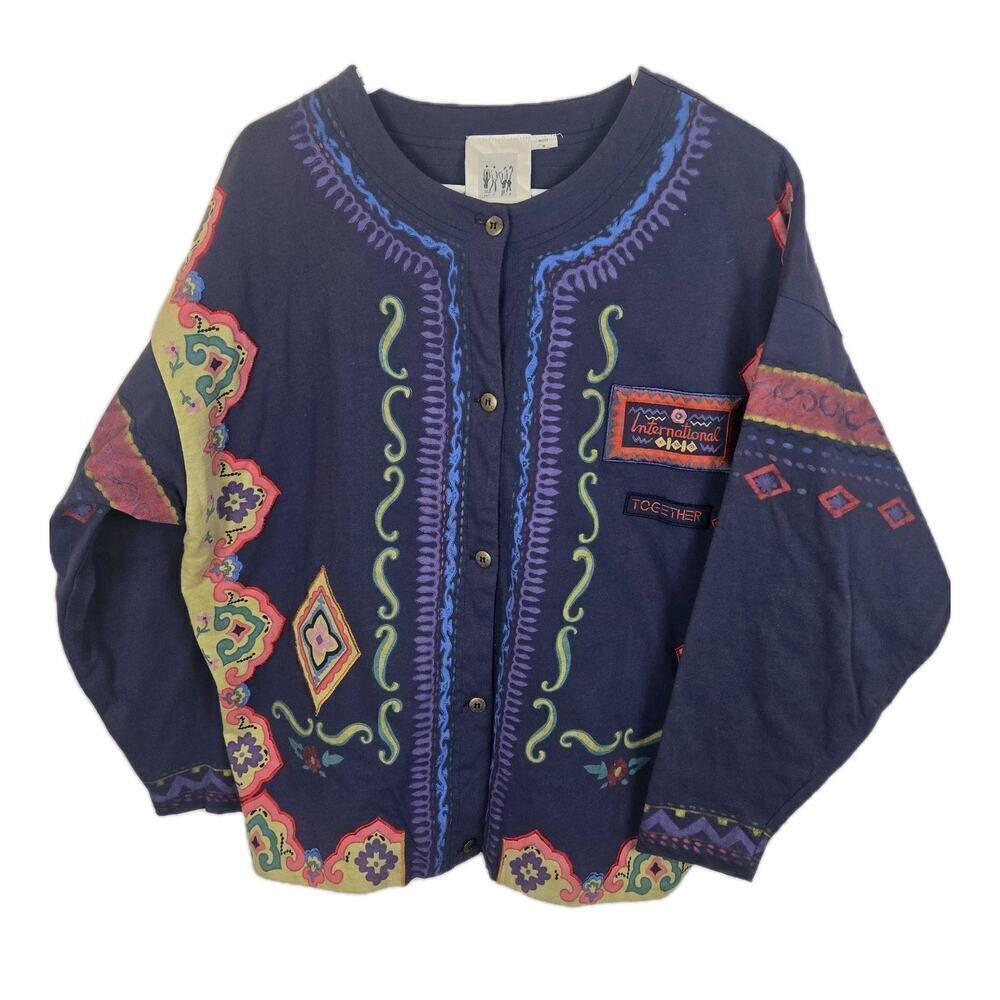 Vintage TOGETHER! International Jacket SMALL Multicolor Art to Wear BOHO HIPPIE